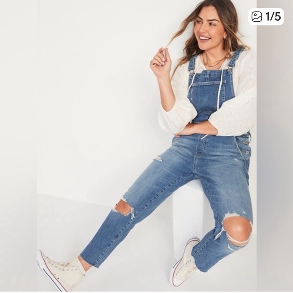 Old Navy Light Blue Denim Overalls - Picture 2 of 9